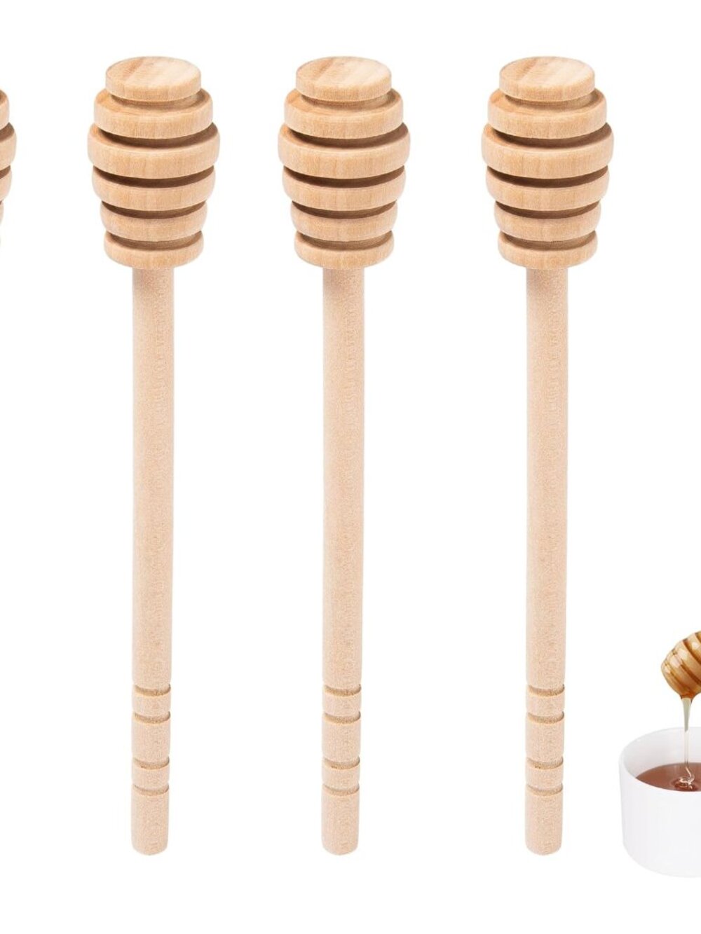 Wooden Honey Mixing Stirrer, 4Pcs 6.3 Inch Honey Dipper Sticks